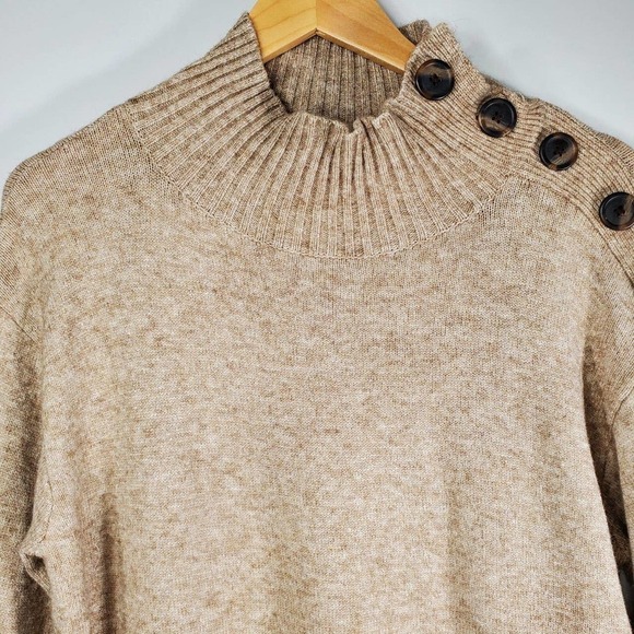 Anthropologie Margarita Sweater Tunic Side Button Pullover Sweater Tan Size XS - Picture 3 of 12